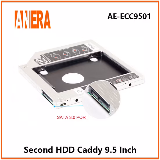 Caddy pour 2ème disque dur SATA vers SATA 9,0 mm, 9,5 mm, 12,7 mm